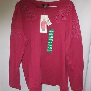 Women’s Dalia Floral Shoulder Long Sleeve Top, New w/Tags - Size XL – Very Nice